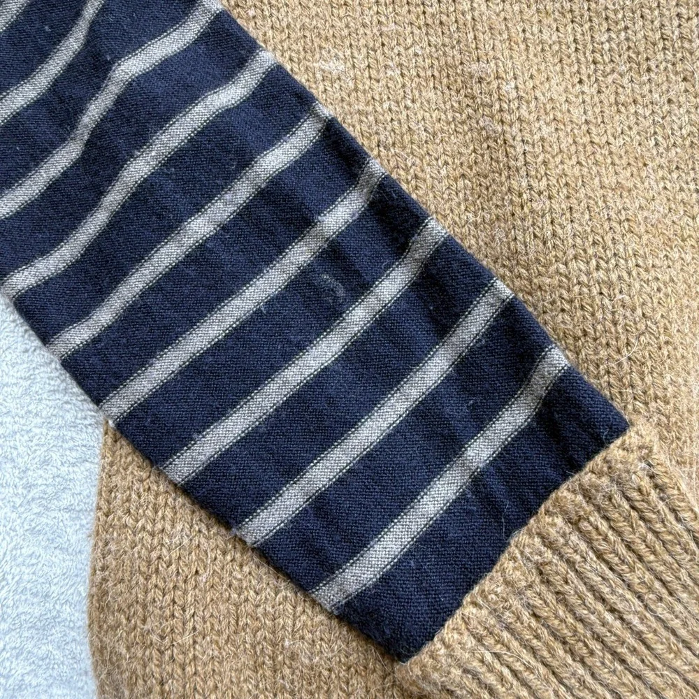 Tory Burch Sweater Women's M Brown Striped Mixed Media Alpaca Wool Boho Earthy